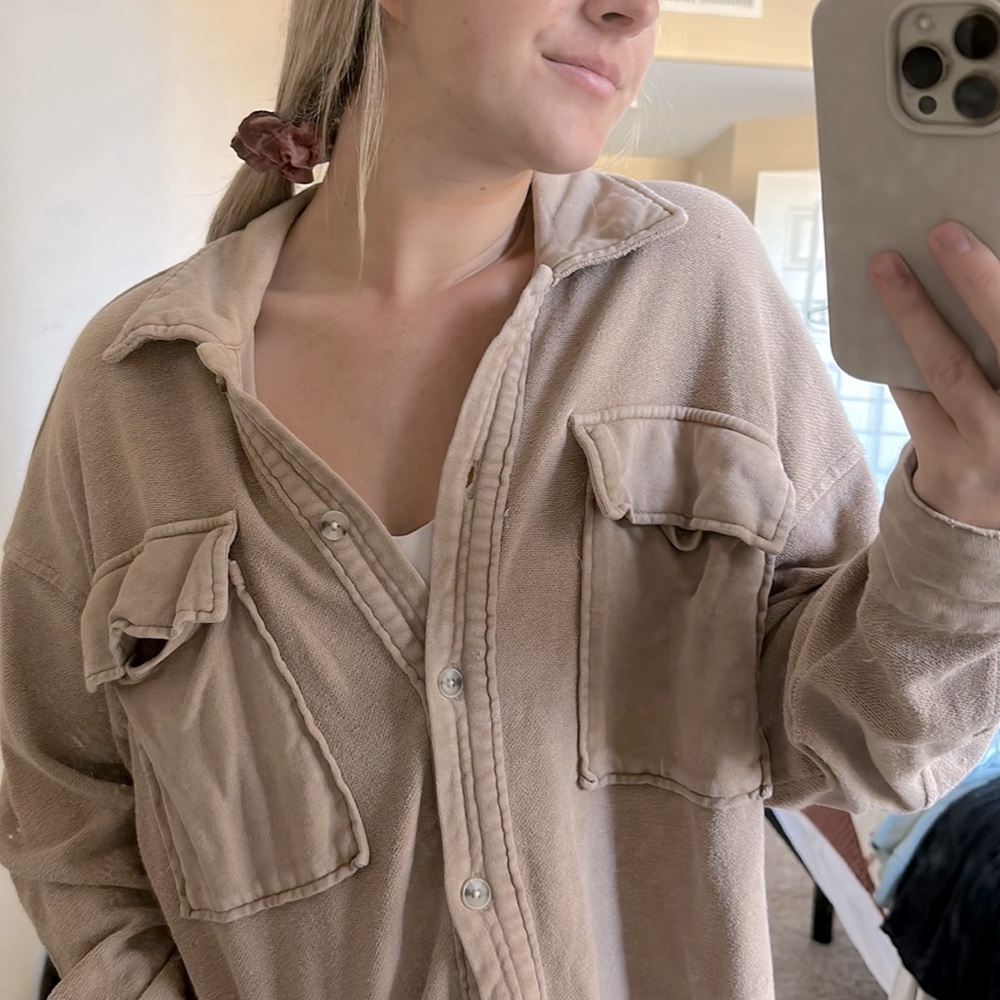 Tan button up shirt